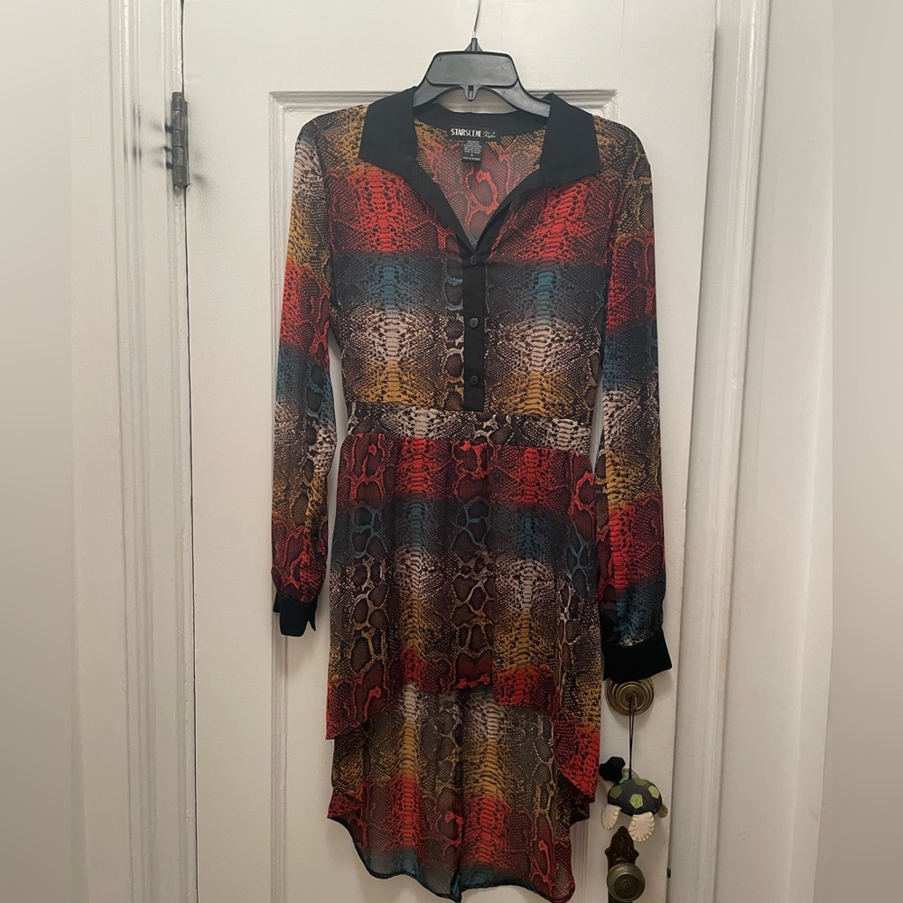 Starscene Red & Black Snake Print High Low tunic-ROBERTO CAVALLI INSPIRED